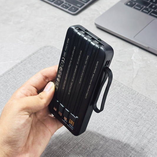 10000mAh Fast Charging Power Bank with Built-in Cables | Universal Portable Charger - Armaa Store Pk