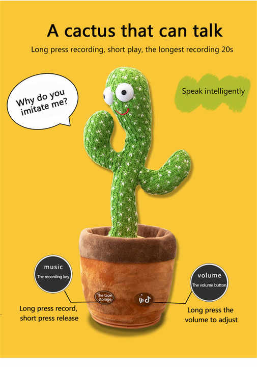 Cactus Plush Toys, Electronic Cactus Plush Music Toy wtih Singing and Dancing