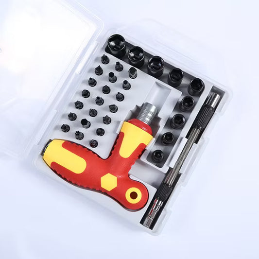 33 Pieces Ratchet Screwdriver Set with T Handle & Extension Rod