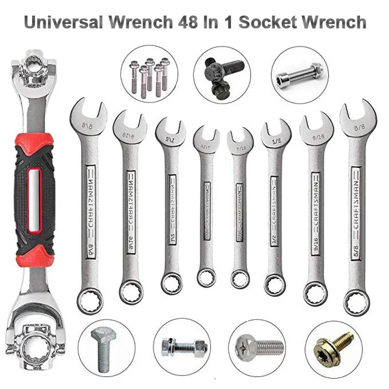 48-in-1 Universal Socket Wrench with 360 Degree Rotating Head or Spanner