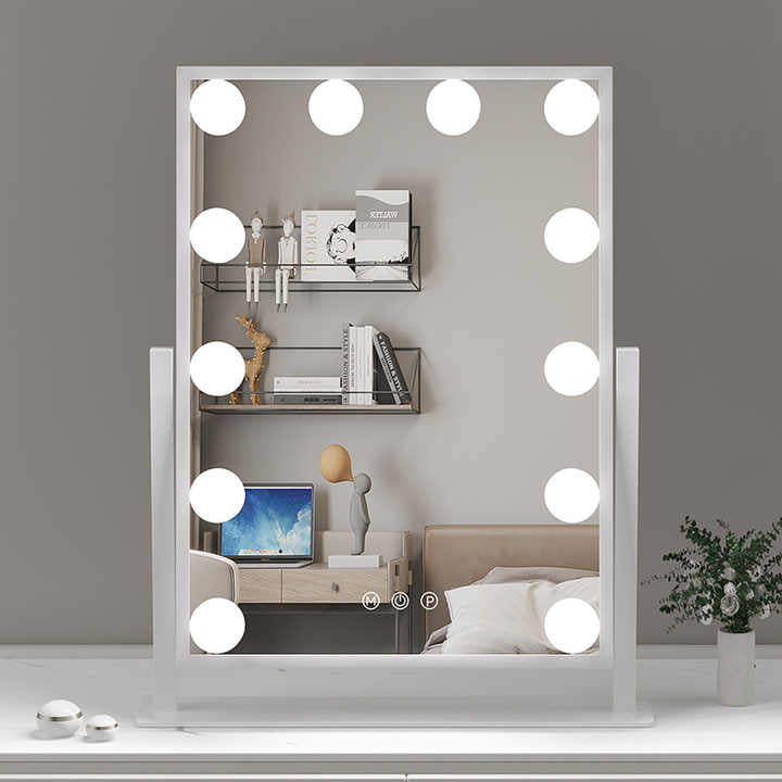 LED Makeup Mirror Beauty Vanity Cosmetic Mirror 360 Degree Rotation Type-C Touch Sensor Control