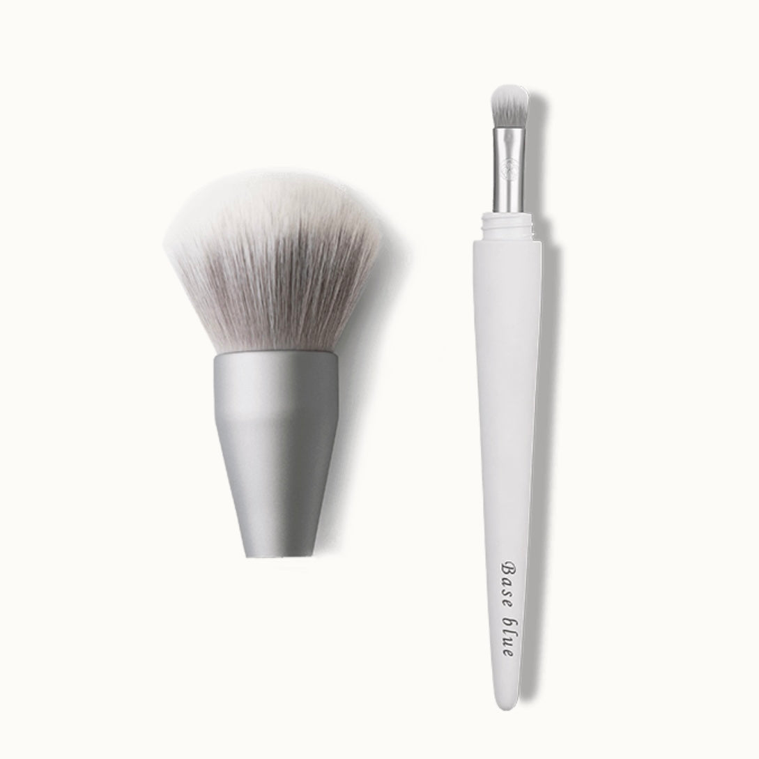 2-in-1 Makeup Brush Set - 2 Pieces for Face & Eyes