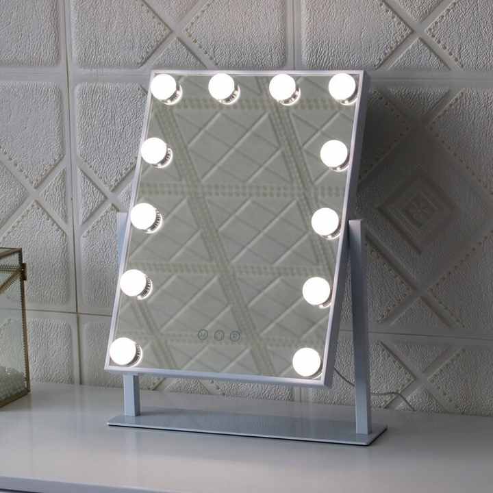 LED Makeup Mirror Beauty Vanity Cosmetic Mirror 360 Degree Rotation Type-C Touch Sensor Control