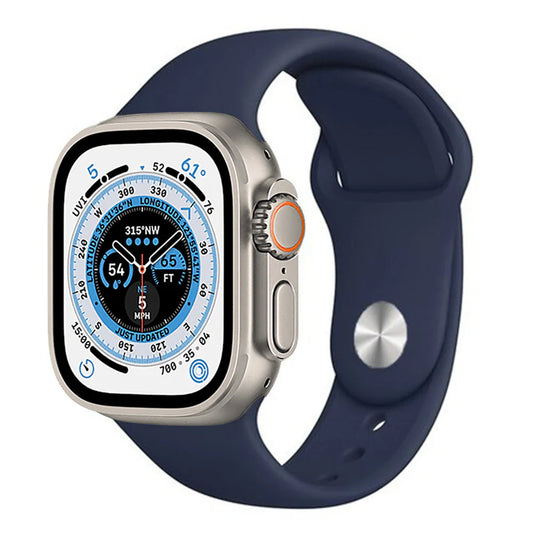 Smartwatch with a blue band on a white background