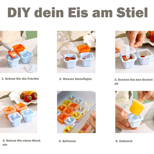 Pack of 12 Ice Lolly Moulds, Food Grade Ice Tray, Ice Pop Maker