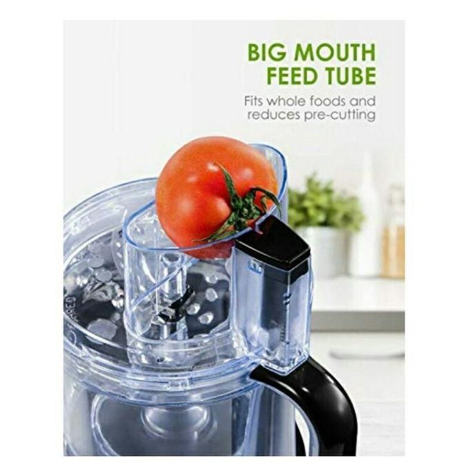 Big Mouth feed tube with a tomato on top, used for food preparation.