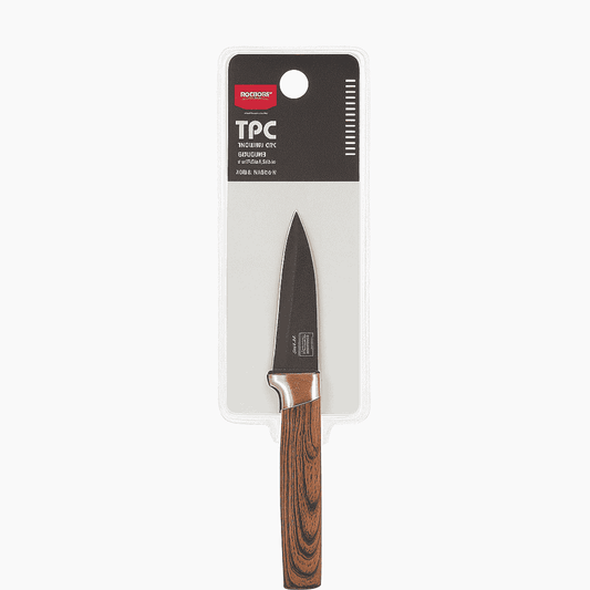 Paring knife with wooden handle on a white background