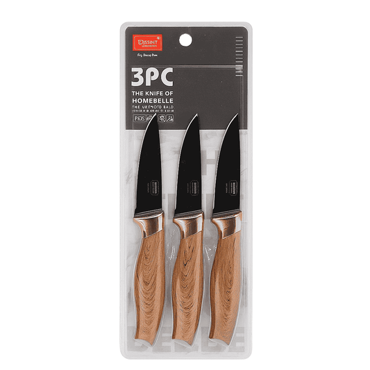 Bobssen 3-Piece Pairing Kitchen Knife Set (Wooden Handle)
