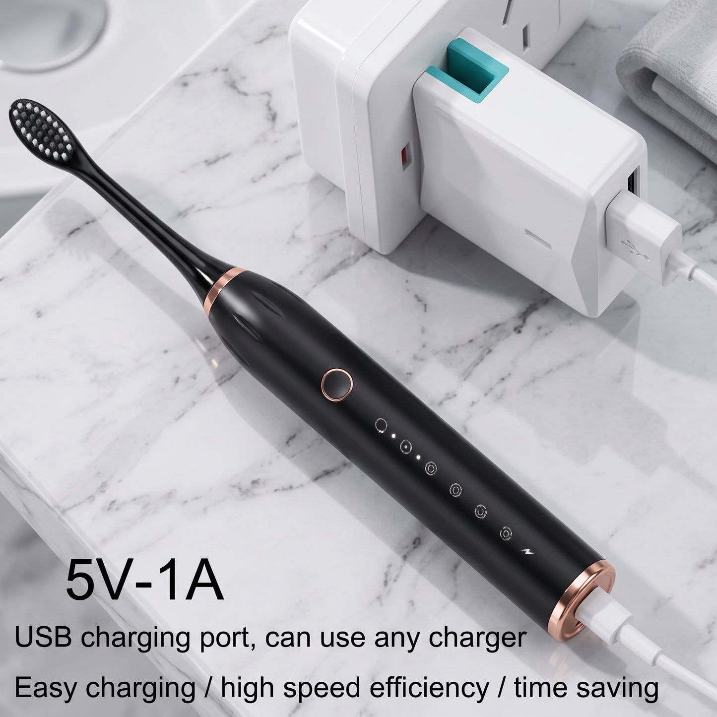 IPX7 Sonic Electric Toothbrush – Rechargeable Waterproof Toothbrush with 4 Brush Heads