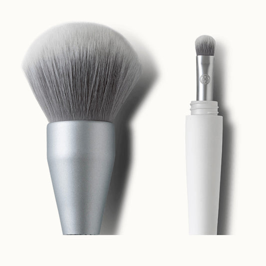 2-in-1 Makeup Brush Set - 2 Pieces for Face & Eyes