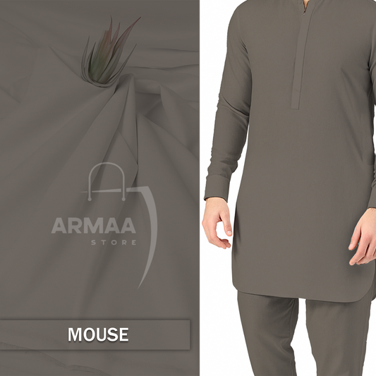 mouse kurta with pants displayed next to fabric swatch with Armaa Store logo.