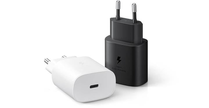 Black and white wall adapters on a white background