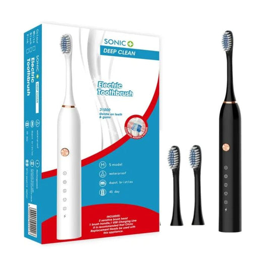 Advanced Electric Toothbrush for Adults – 5 Cleaning Modes with 2 Replacement Brush Heads & Soft DuPont Bristles - Armaa Store Pk