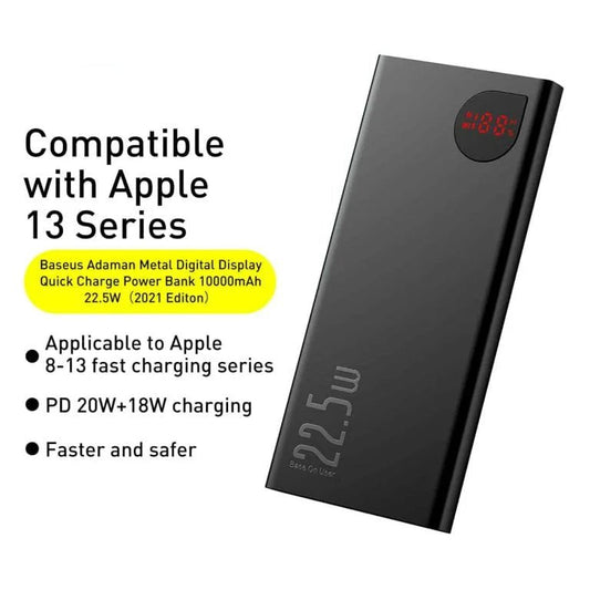 Baseus Adaman Metal 22.5W 10000mAh Fast Charging Power Bank - Premium Metal Body, Super-Fast Charging - Armaa Store Pk