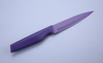 Purple knife with a purple handle on a light purple background
