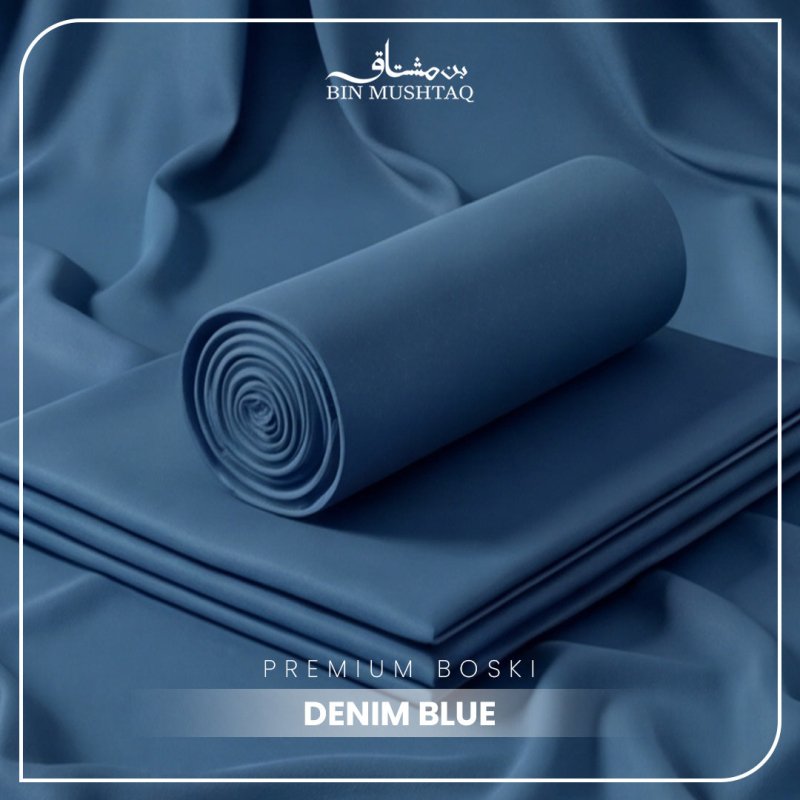Denim Blue - Imperial Original Unstitched Boski - Bin Mushtaq