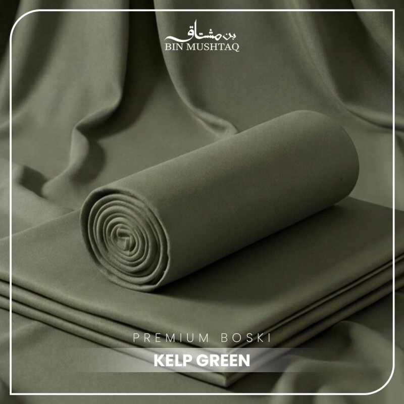 Kelp Green - Imperial Original Unstitched Boski - Bin Mushtaq