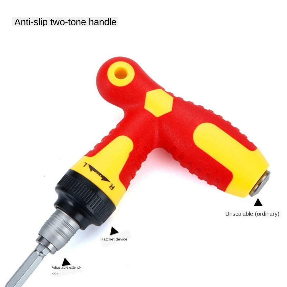 33 Pieces Ratchet Screwdriver Set with T Handle & Extension Rod