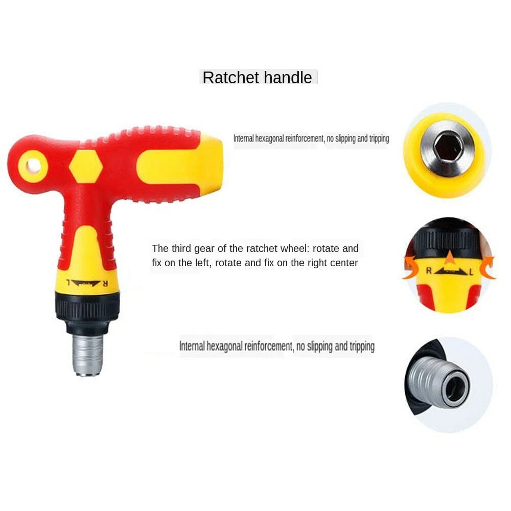 33 Pieces Ratchet Screwdriver Set with T Handle & Extension Rod