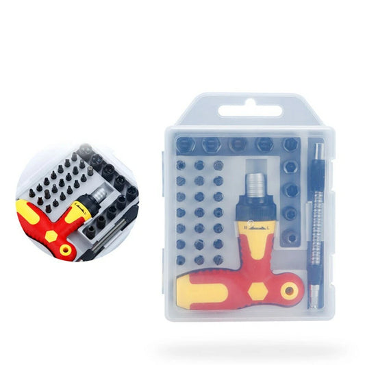 33 Pieces Ratchet Screwdriver Set with T Handle & Extension Rod