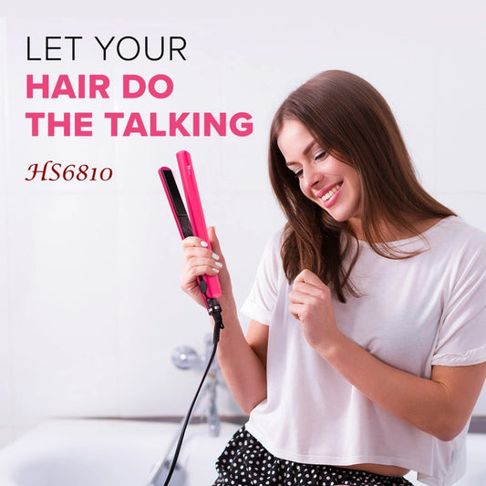 woman using syska-hs6810-hair-straightener-armaa store pk