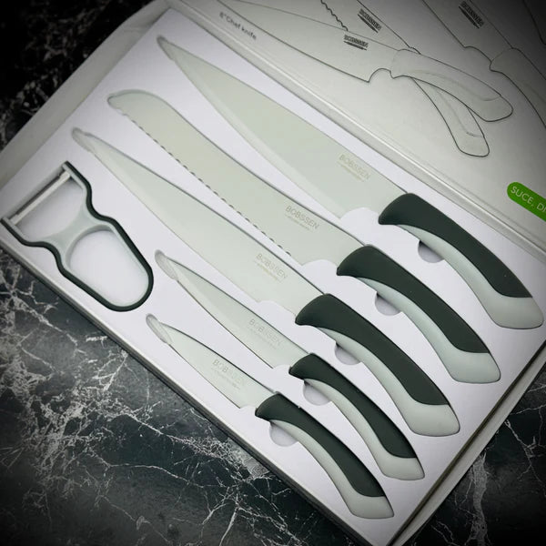 Bobssen 6pcs Kitchen Knife Set With Ceramic Peeler