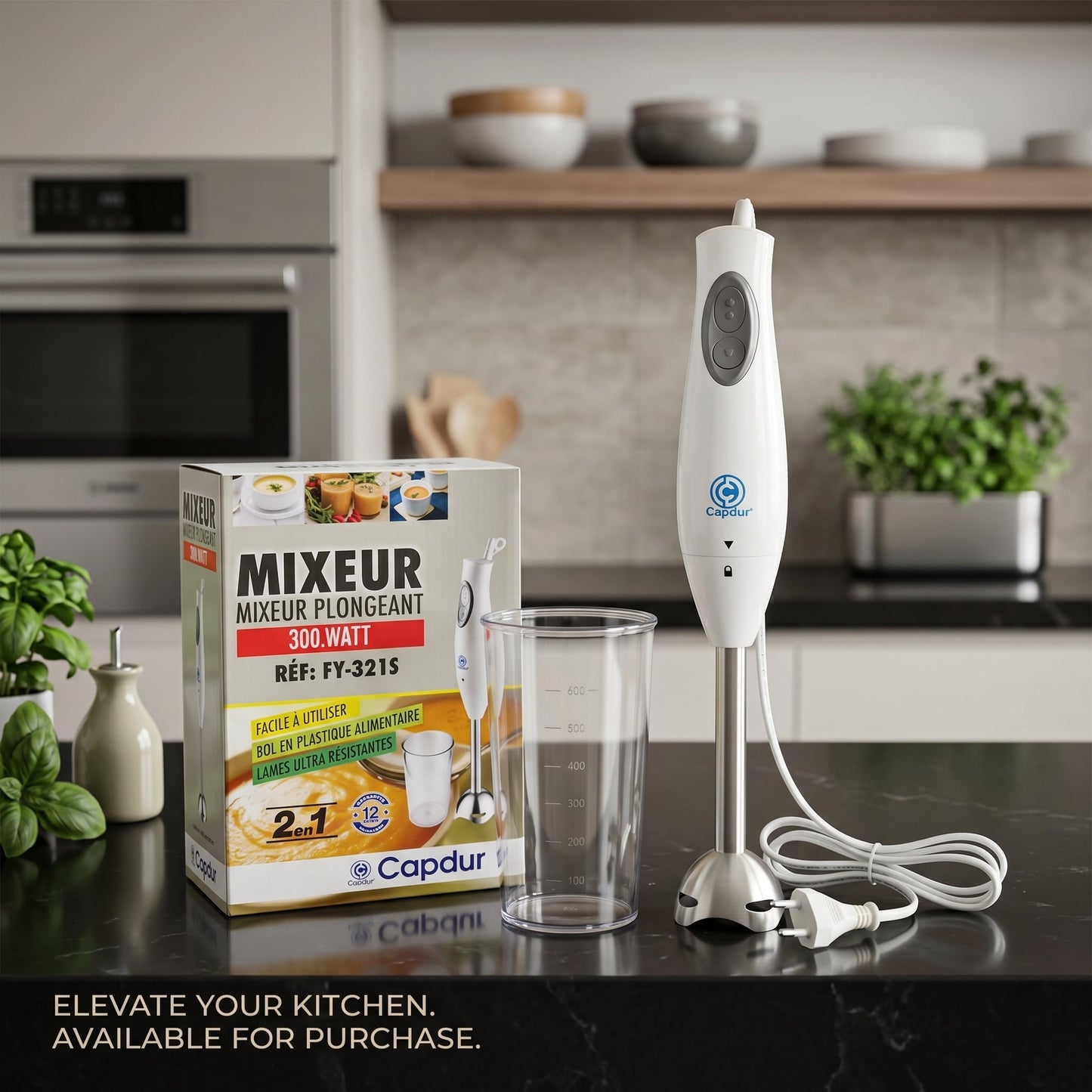 2-in-1 Hand Blender 300W – Powerful Mixer with Measuring Cup - Armaa Store Pk