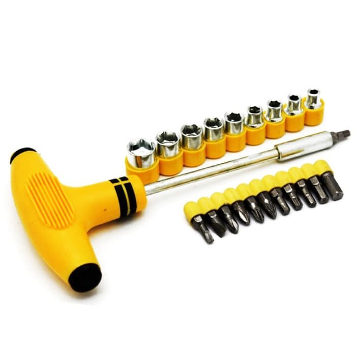 24 in 1 Socket and Bits Tool Set - Yellow Color - Armaa Store Pk