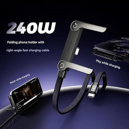 240W 2-in-1 C to C Charging Cable with Phone Stand 1.5m length - Armaa Store Pk