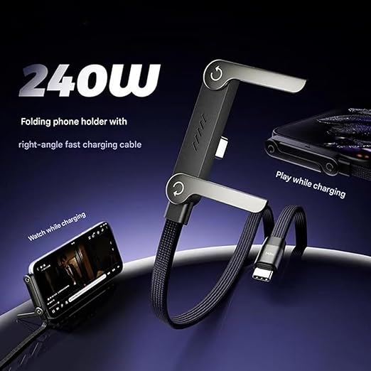 240W 2-in-1 C to C Charging Cable with Phone Stand 1.5m length - Armaa Store Pk