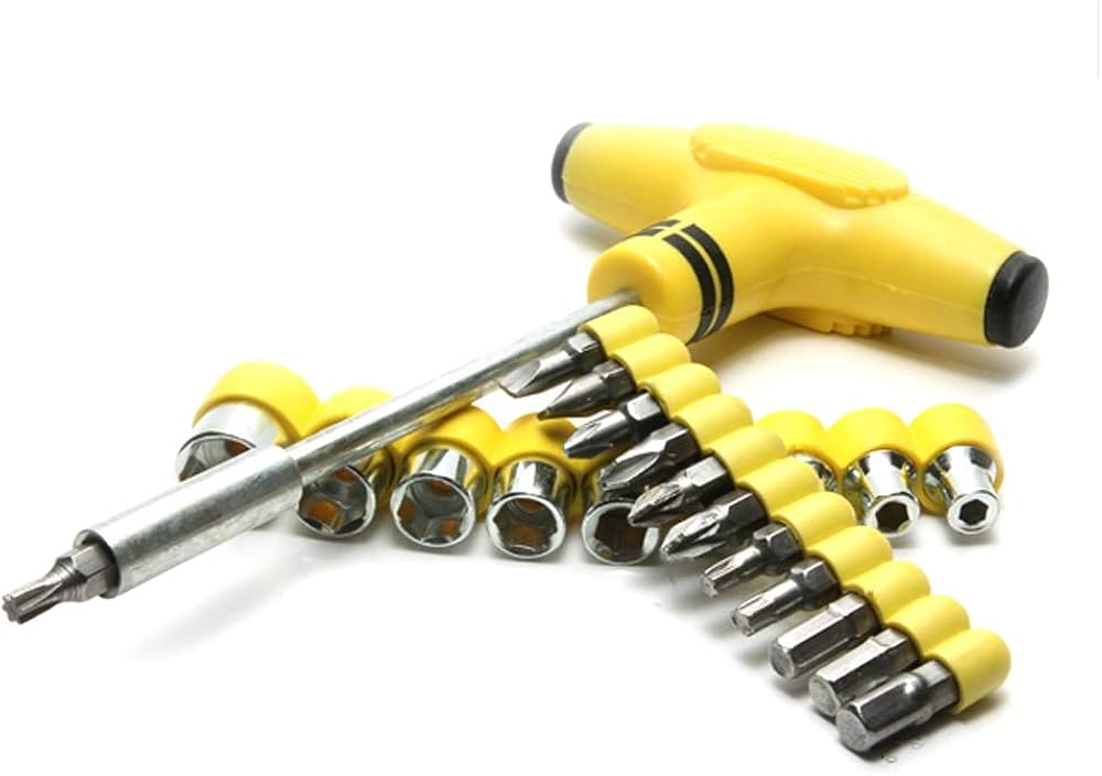 24 Pieces Socket and Bits Tool Set, Yellow