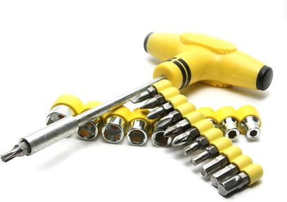 24 Pieces Socket and Bits Tool Set, Yellow