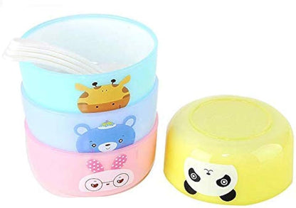 VR Animal Paradise Kids Cartoon Bowls with Spoon Set of Four