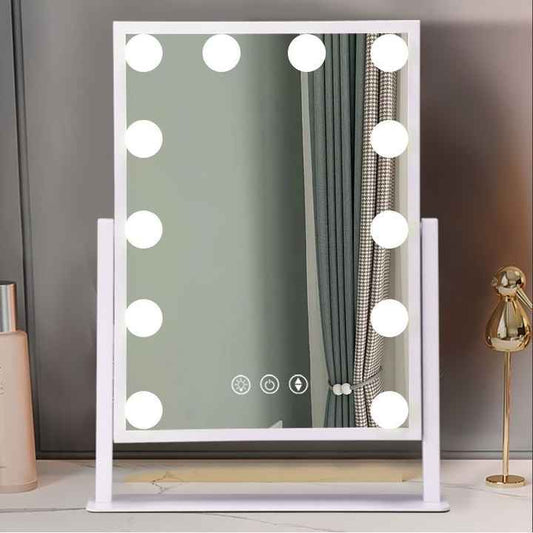 LED Makeup Mirror Beauty Vanity Cosmetic Mirror 360 Degree Rotation Type-C Touch Sensor Control