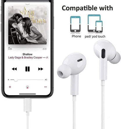 iPhone Bluetooth Handsfree with Lightening Connector (Built-in Microphone & Volume Control) in-Ear Stereo Headphones