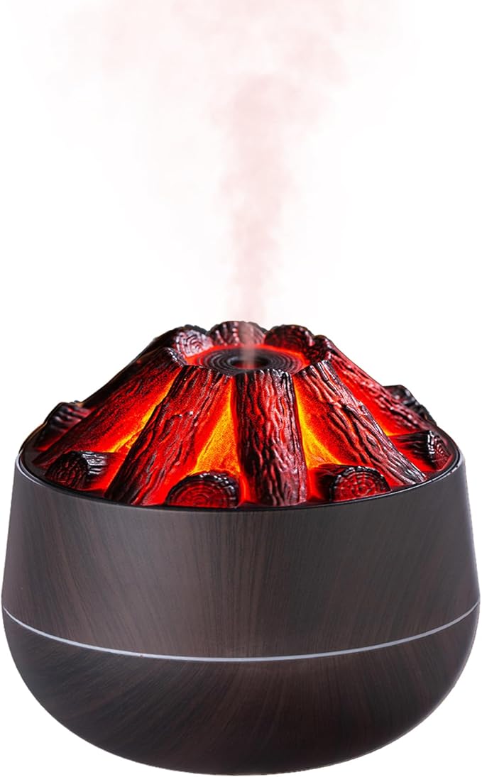Volumetric lamp with lava-like design on a white background