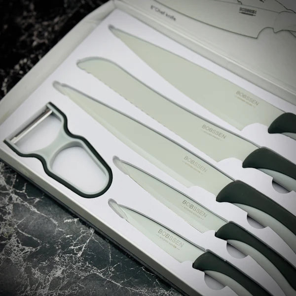 Bobssen 6pcs Kitchen Knife Set With Ceramic Peeler