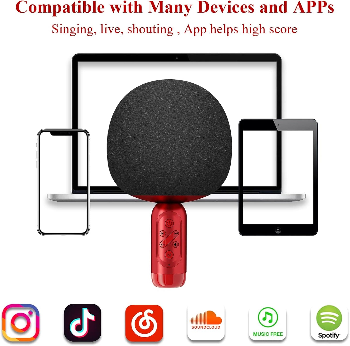 XZL Magic Voice Wireless Bluetooth Karaoke Microphone with Speaker, Karaoke Microphones for Kids and Adults, Home Party Birthday