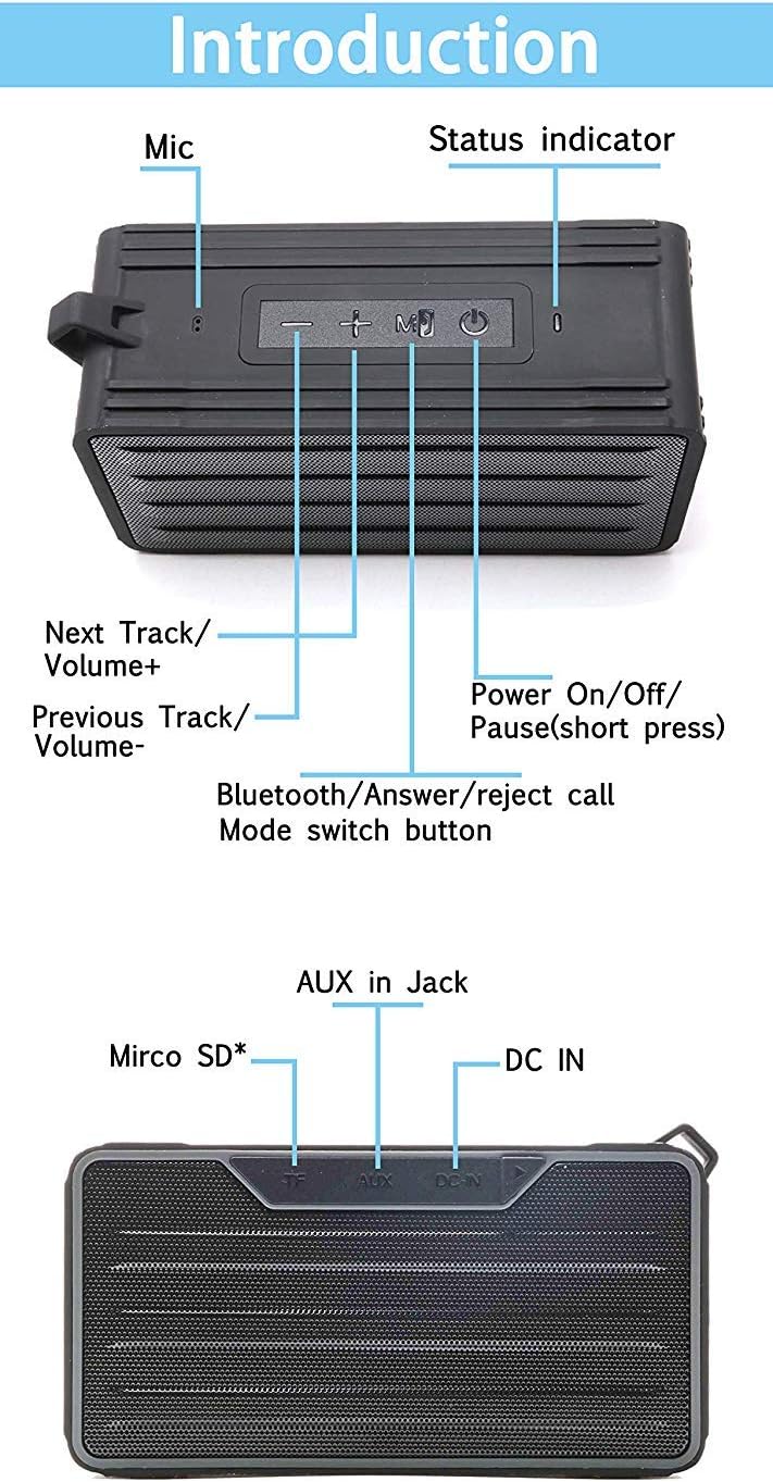 Zosam-W1 Portable Outdoor Speaker - IPX6 Waterproof Wireless Speaker