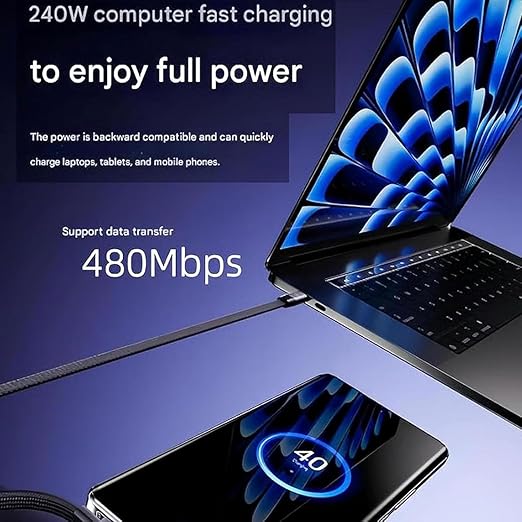240W 2-in-1 Charging Cable with Phone Stand 1.5m length