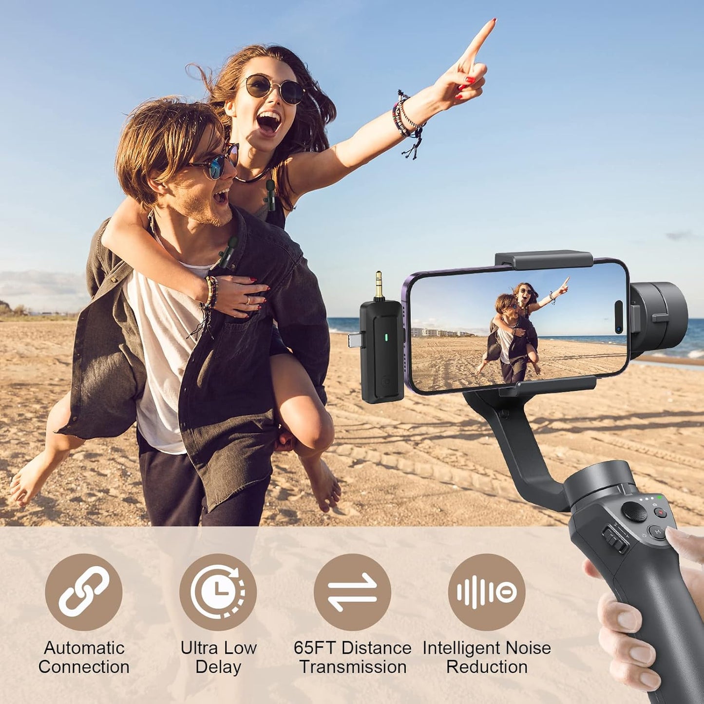 Wireless Microphone for iPhone & Android - Professional Dual Lapel Mic with USB-C/3.5mm/USB Plug for Video Recording, Vlog, YouTube, TikTok