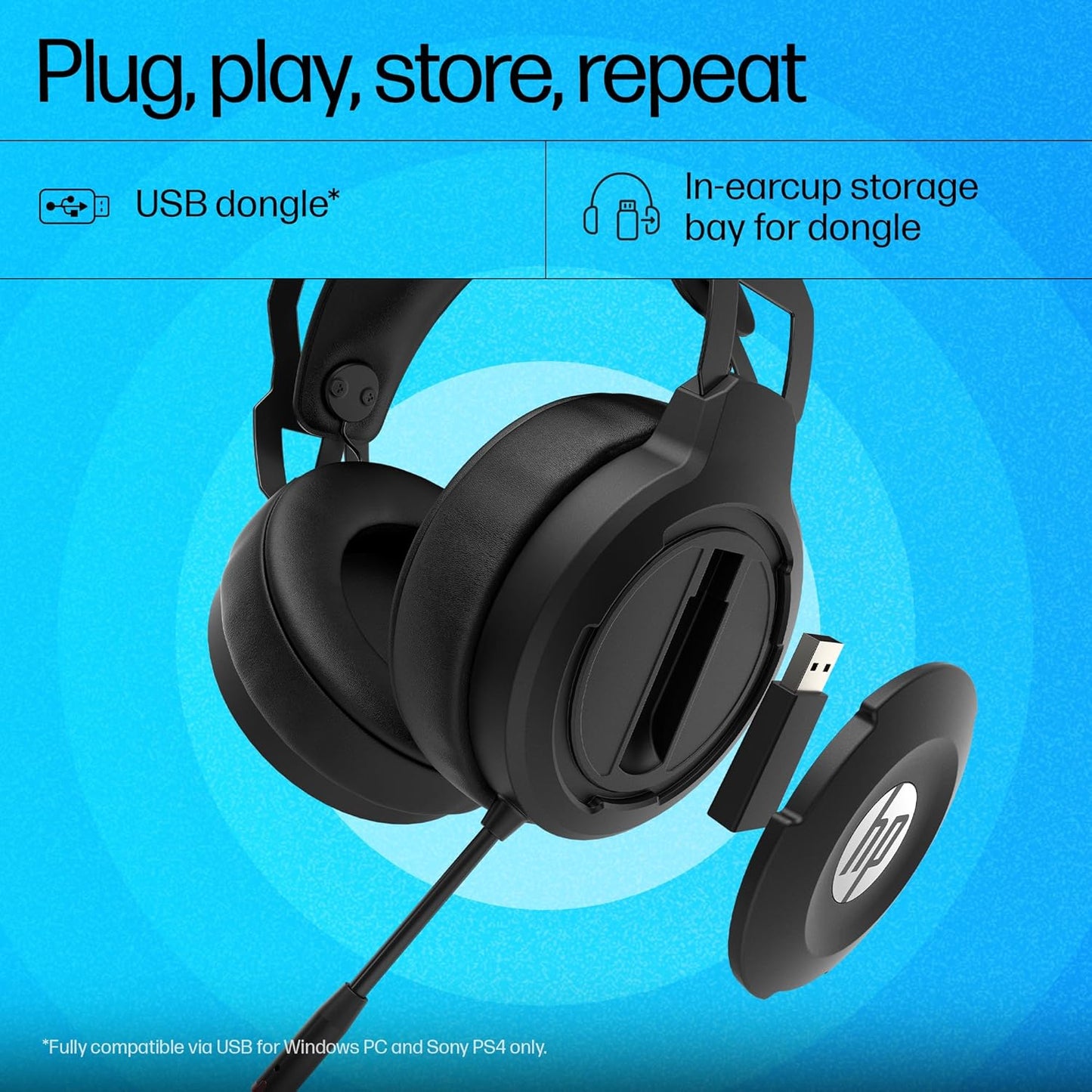 HP X1000 Wireless USB Over Ear Gaming Headphones with 7.1 Surround Sound with Mic/ 50 mm Drivers (Form Expired)