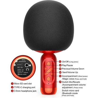 XZL Magic Voice Wireless Bluetooth Karaoke Microphone with Speaker, Karaoke Microphones for Kids and Adults, Home Party Birthday