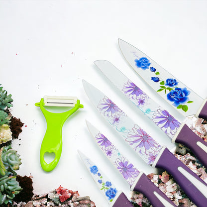 Wefun 5 pieces set Printed Knife set with potato pillar