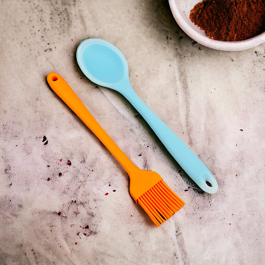 Qas Silicone Spoon And Silicone Oil Brush | 2 pieces set