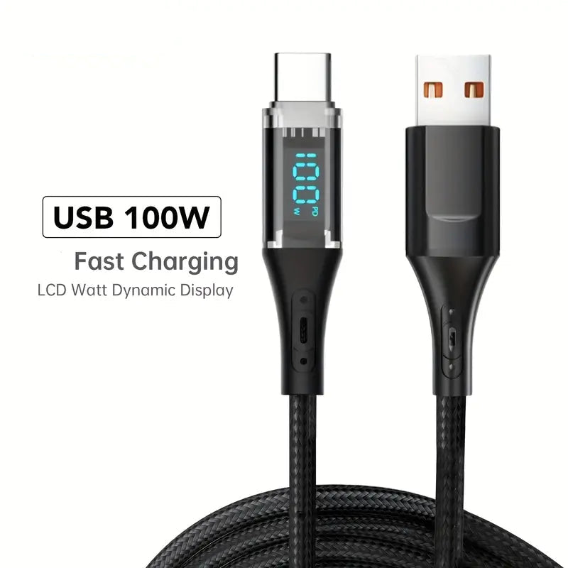 Black USB cable with digital display 