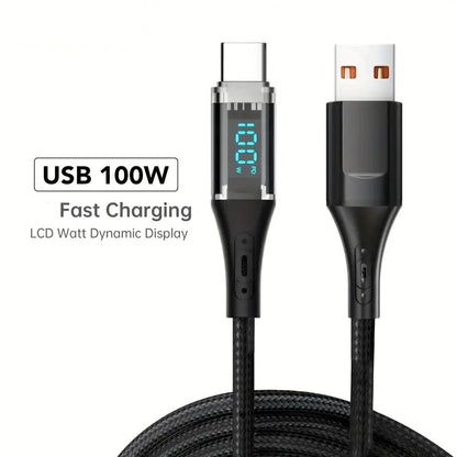 Black USB cable with digital display 