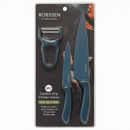 Bobssen 3 Piece Kitchen Knife Set - Best Comfort Grip Edition