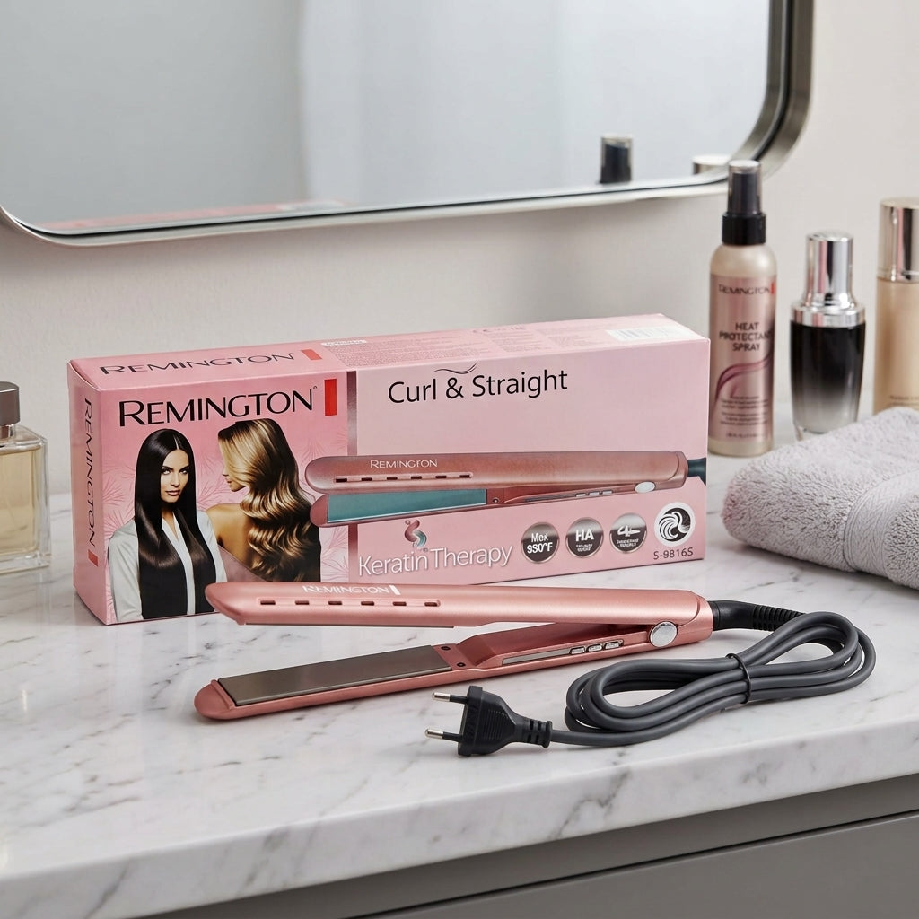 Remington Keratin Therapy Curl & Straight Hair Straightener – 950°F High Heat Styling Iron