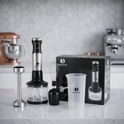 4-in-1 Electric Hand Blender Set | Stainless Steel Immersion Blender with Chopper & Whisk